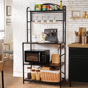 Baker's Rack with Power Outlet, 5-Tier Kitchen Storage Shelf