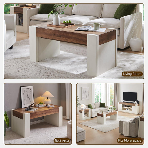 48" Farmhouse Coffee Table with Hidden Storage Drawer