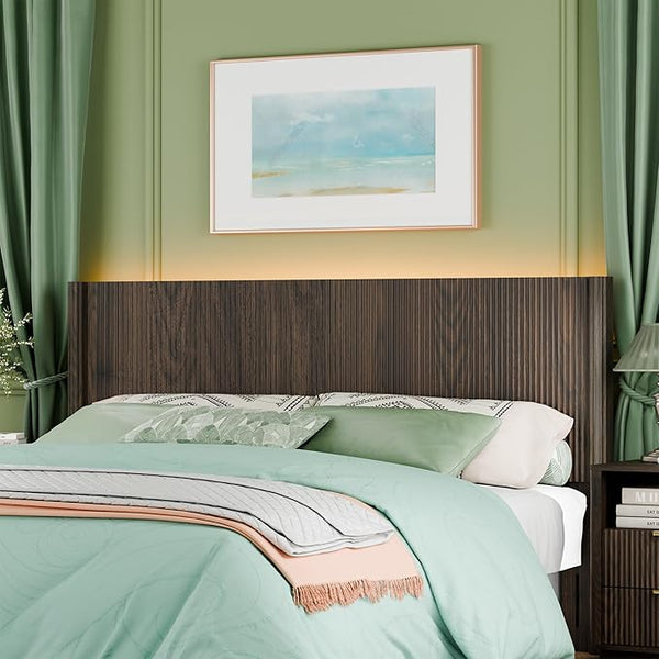 Fluted Wall-Mounted Headboard with LED Lighting