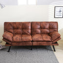 71" Convertible Futon Sofa Bed with Adjustable Backrest & Armrest