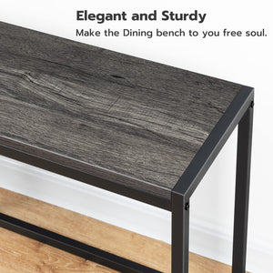 Industrial Dining Bench 47.2 Inch — Engineered Wood & Metal Frame