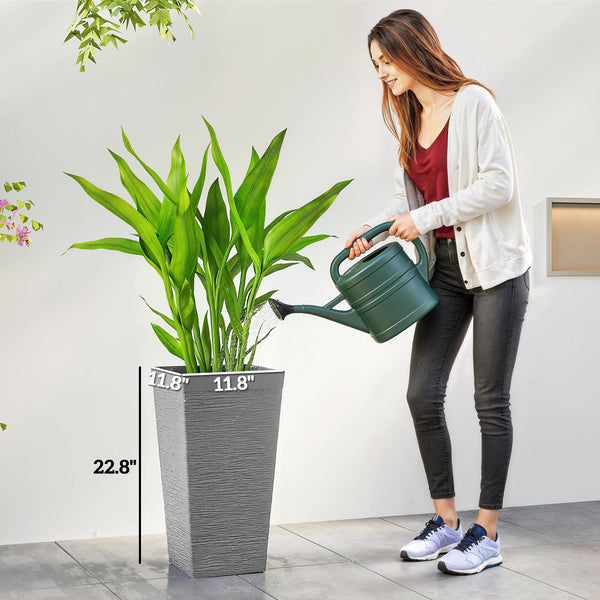 22.8" Tall Outdoor Planters Set of 3 with Wheels & Drainage