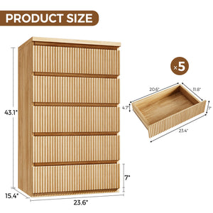 Fluted 5-Drawer Dresser