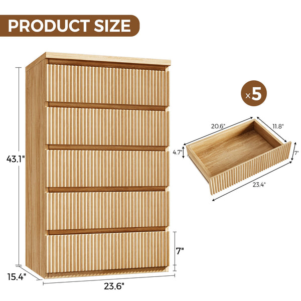 Fluted 5-Drawer Dresser