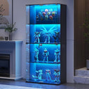 Arch Display Cabinet with Glass Doors, LED Lights & Drawer – 73" Tall