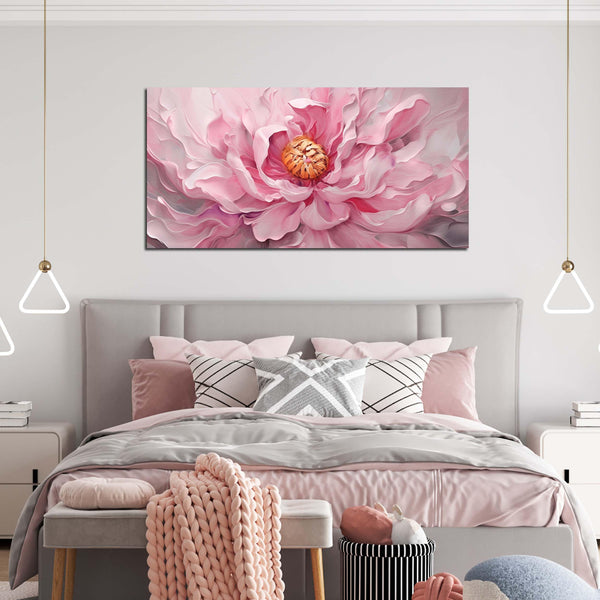 Pink Floral Canvas Wall Art – Large Botanical Print for Living Room & Bedroom