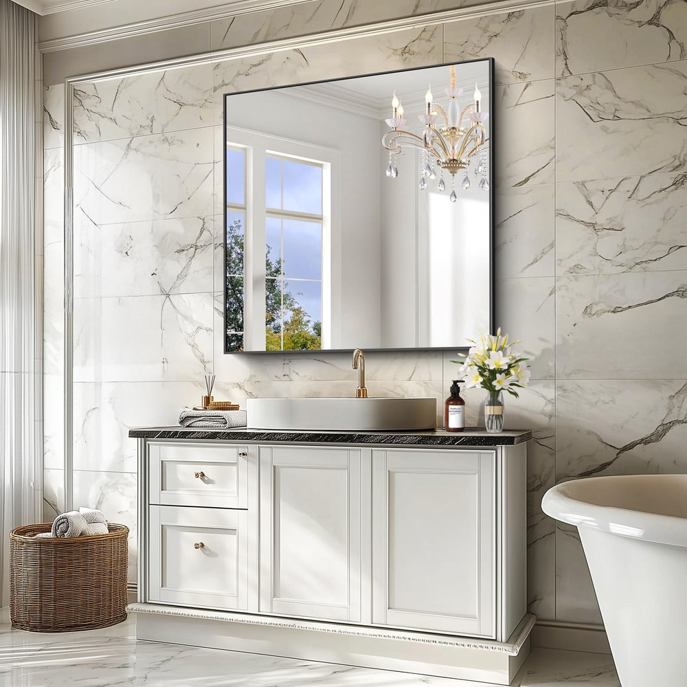 42 Inch Square Wall Mirror with Metal Frame