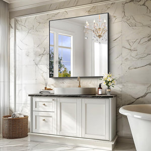 42 Inch Square Wall Mirror with Metal Frame