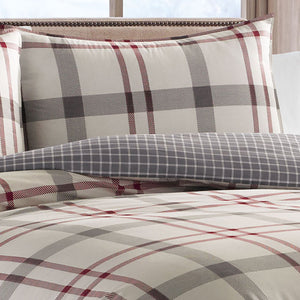 Plaid Cotton Duvet Cover Set with Shams