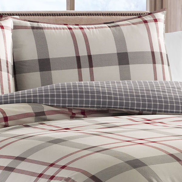 Plaid Cotton Duvet Cover Set with Shams