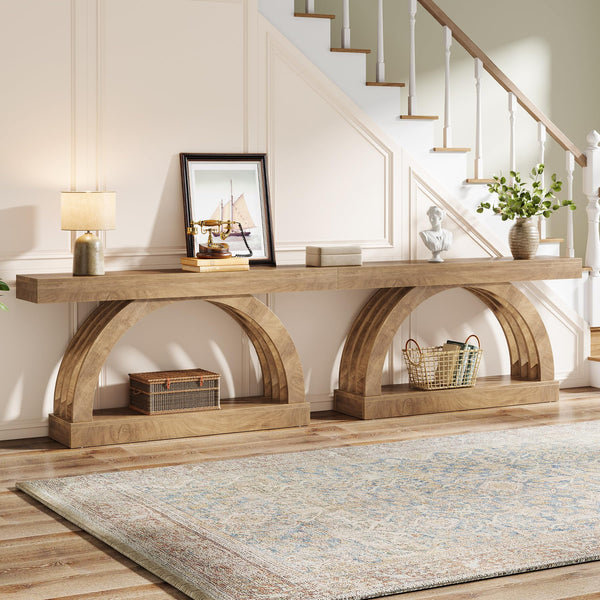 63-Inch Arched Console Table with Storage Shelf