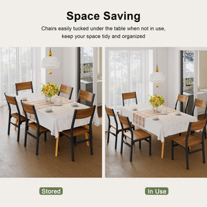 Modern Dining Chairs Set of 6 with Ergonomic Backrest, MDF Seat & Metal Legs