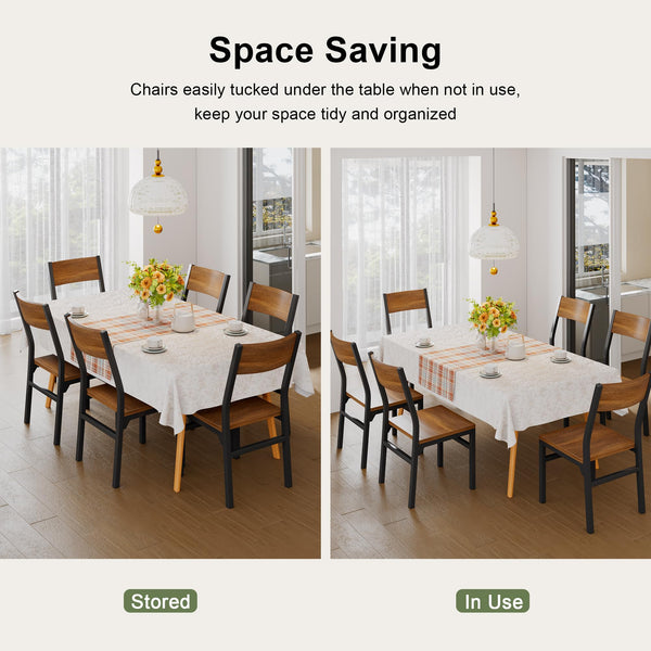 Modern Dining Chairs Set of 6 with Ergonomic Backrest, MDF Seat & Metal Legs