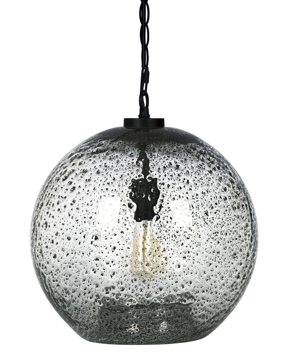 Hand Blown Glass Globe Pendant Light – Rustic Farmhouse Hanging Ceiling Fixture
