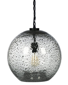 Hand Blown Glass Globe Pendant Light – Rustic Farmhouse Hanging Ceiling Fixture