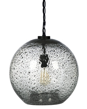 Hand Blown Glass Globe Pendant Light – Rustic Farmhouse Hanging Ceiling Fixture