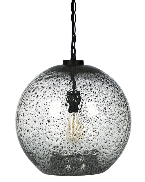 Hand Blown Glass Globe Pendant Light – Rustic Farmhouse Hanging Ceiling Fixture