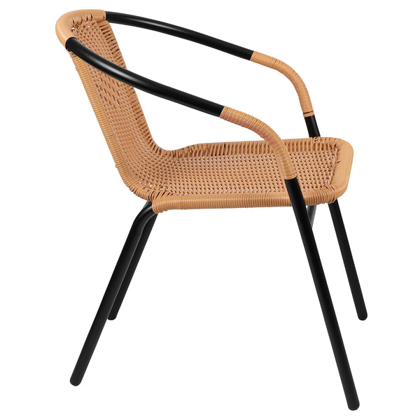 Rattan Stack Chair Set of 2 – Indoor Outdoor Patio Dining Chair