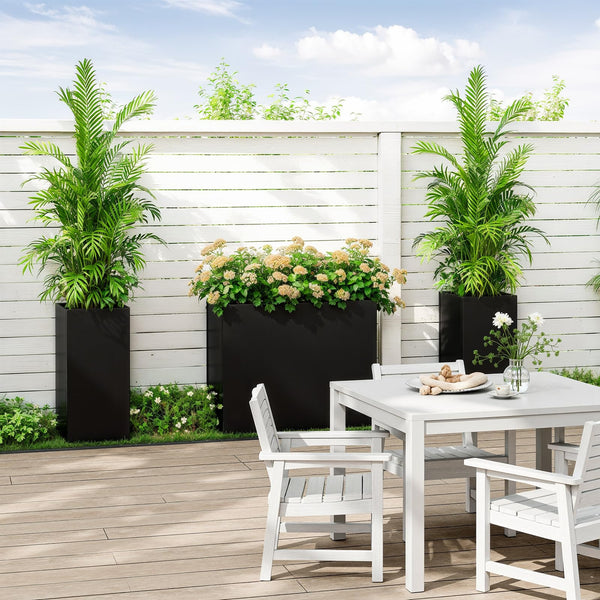 Tall Rectangular Outdoor Planter Box - Galvanized Steel