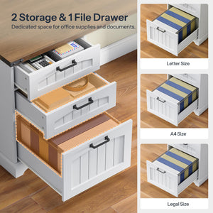 94.5" 2-Person Computer Desk with Power Outlet, Drawers & Adjustable Shelves