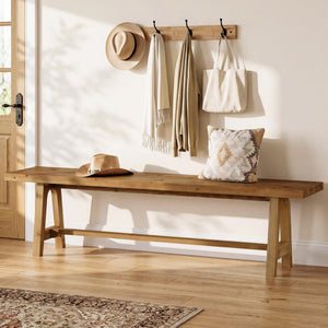Solid Wood Entryway Bench 63"