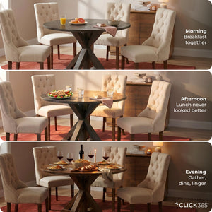 Round Solid Wood Farmhouse Dining Table