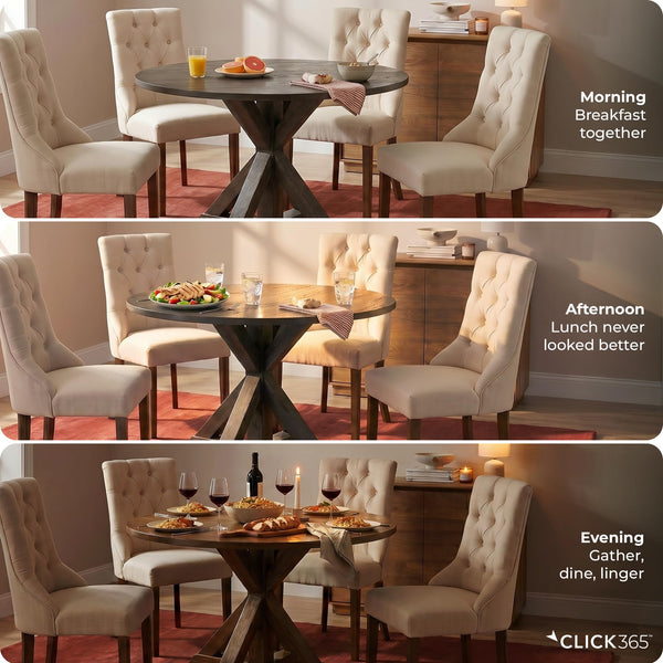 Round Solid Wood Farmhouse Dining Table