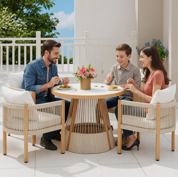 Outdoor Rope Dining Chairs with Cushions