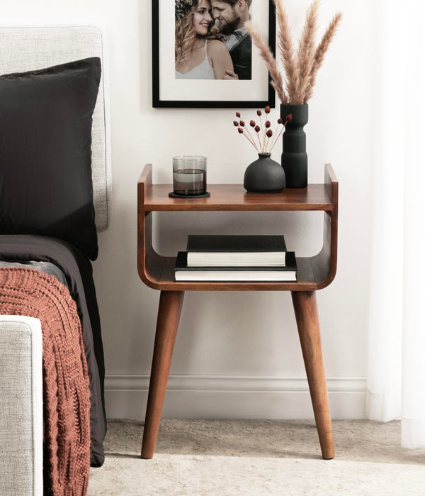 Mid-Century Side Table with Storage