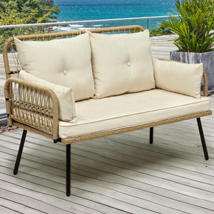 Outdoor Wicker Loveseat with Cushions