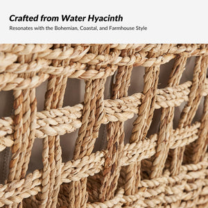 Water Hyacinth Storage Bench with Armrests & Pillows