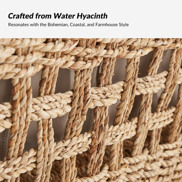 Water Hyacinth Storage Bench with Armrests & Pillows