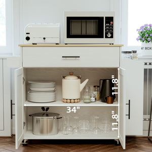 Rolling Kitchen Island with Drop Leaf & Storage