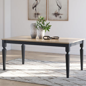 Mango Wood Dining Table, Light Brown & Black