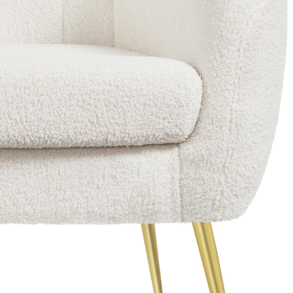 Boucle Barrel Accent Chair with Removable Cushion