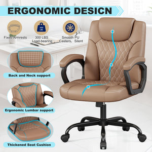 Executive PU Leather Office Chair with Adjustable Height & 360° Swivel