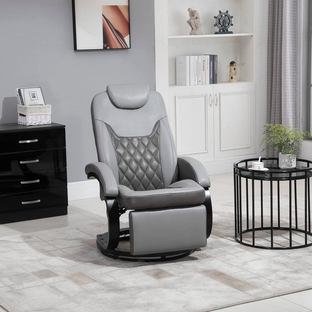 Grey Swivel Recliner Chair with Footrest