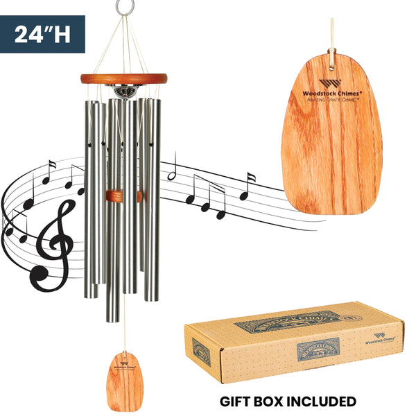 Amazing Grace Memorial Wind Chime with Urn – 24 Inch Outdoor Sympathy Chime