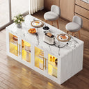 Rolling Kitchen Island with Storage & LED Light
