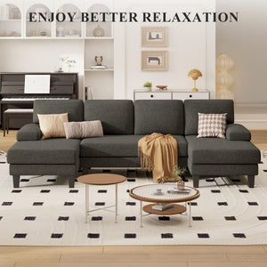 110" U-Shaped Sectional Sofa with Double Chaise