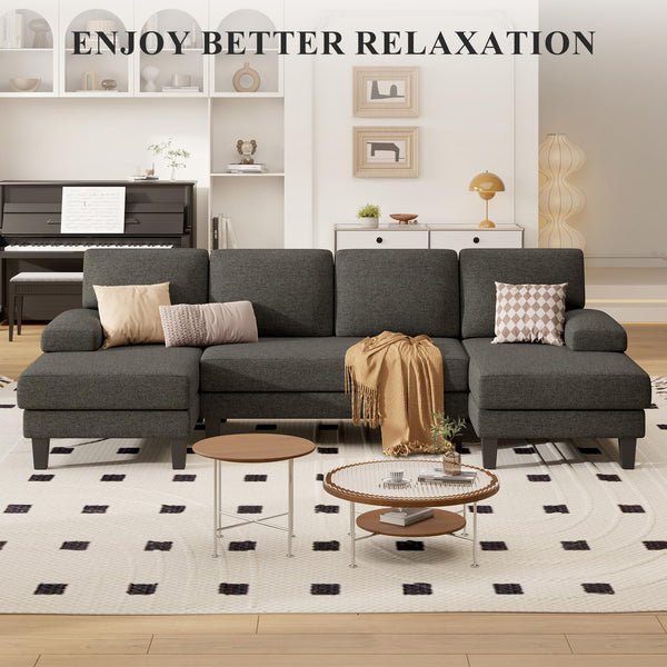 110" U-Shaped Sectional Sofa with Double Chaise
