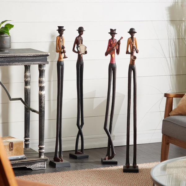 Jazz Band Musician Figurines Set of 4 – Polystone Decorative Statues