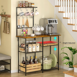 6-Tier Baker's Rack with Storage Adjustable Shelves and 10 S-Hooks