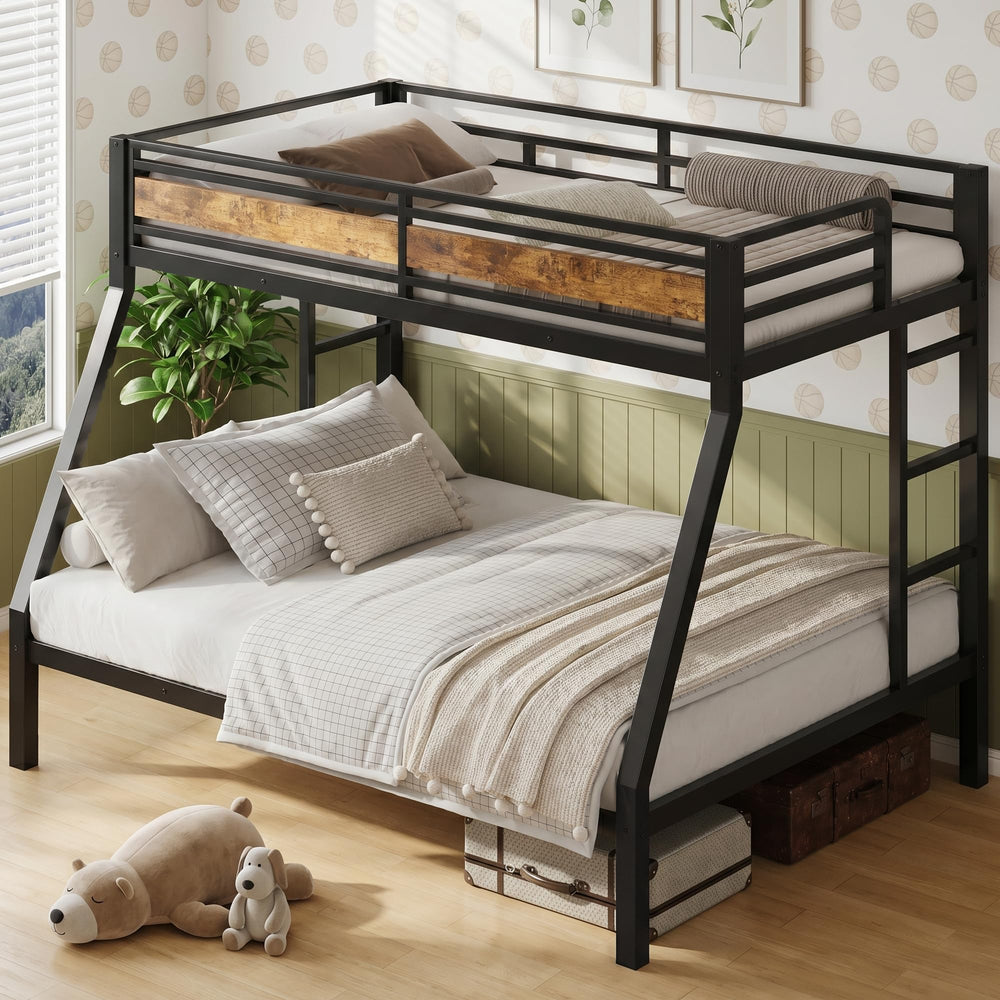Twin Over Full Metal Bunk Bed with Guardrails