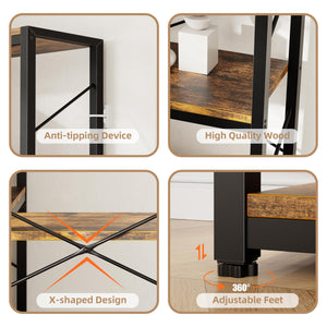 5-Tier L-Shaped Corner Bookshelf with Metal Frame