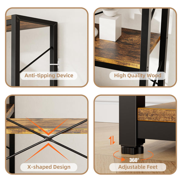 5-Tier L-Shaped Corner Bookshelf with Metal Frame
