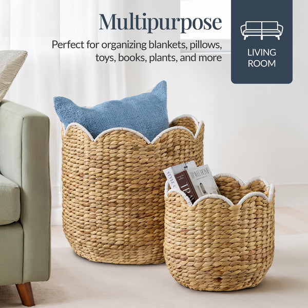 Water Hyacinth Nesting Storage Baskets Set of 3