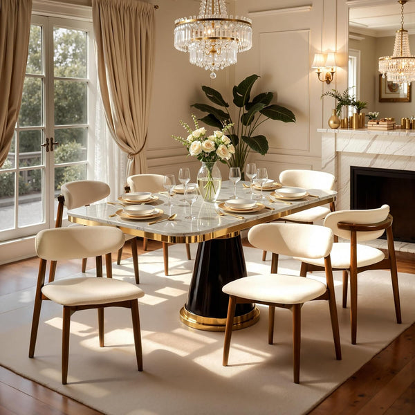 Upholstered Dining Chairs with Ergonomic Curved Backrest