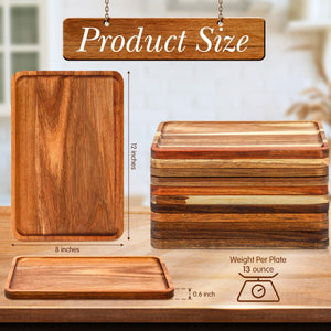 Acacia Wood Serving Tray Set – Rectangular Wooden Platter