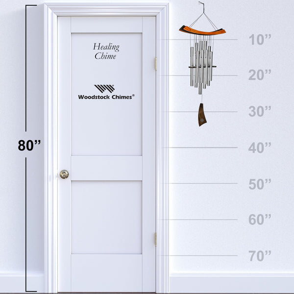 34-Inch Healing Wind Chimes – Silver Aluminum Outdoor Decor
